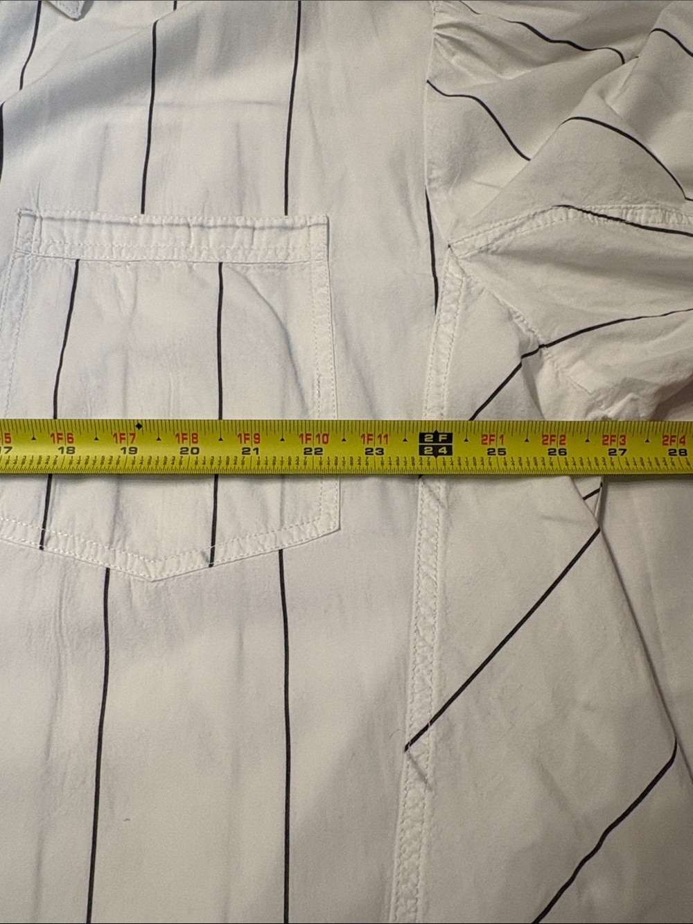 We The Free White Shirt Boxy Oversized with Navy Pinstripes SZ XL Lagenlook - Picture 7 of 10